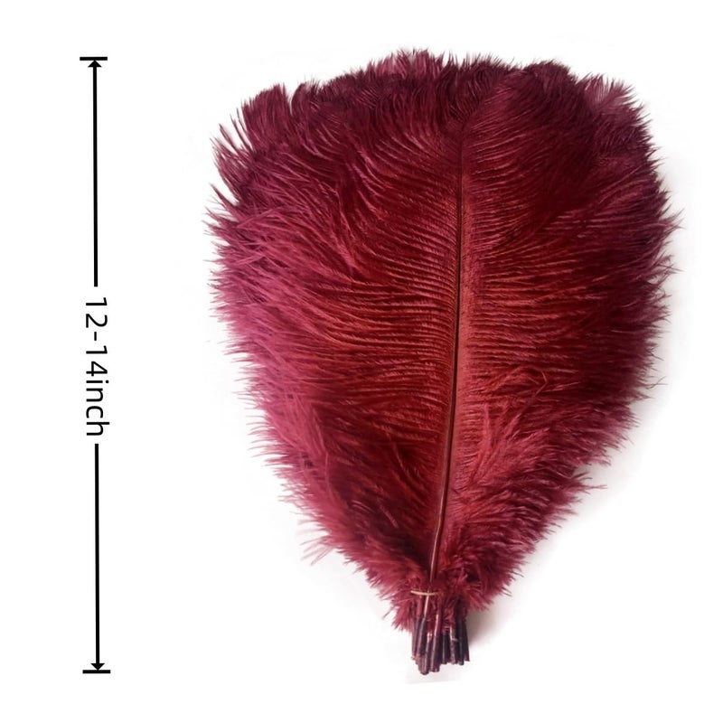 Sowder 10pcs Ostrich Feathers 12-14inch(30-35cm) for Home Wedding Decoration(Burgundy) - Image 4